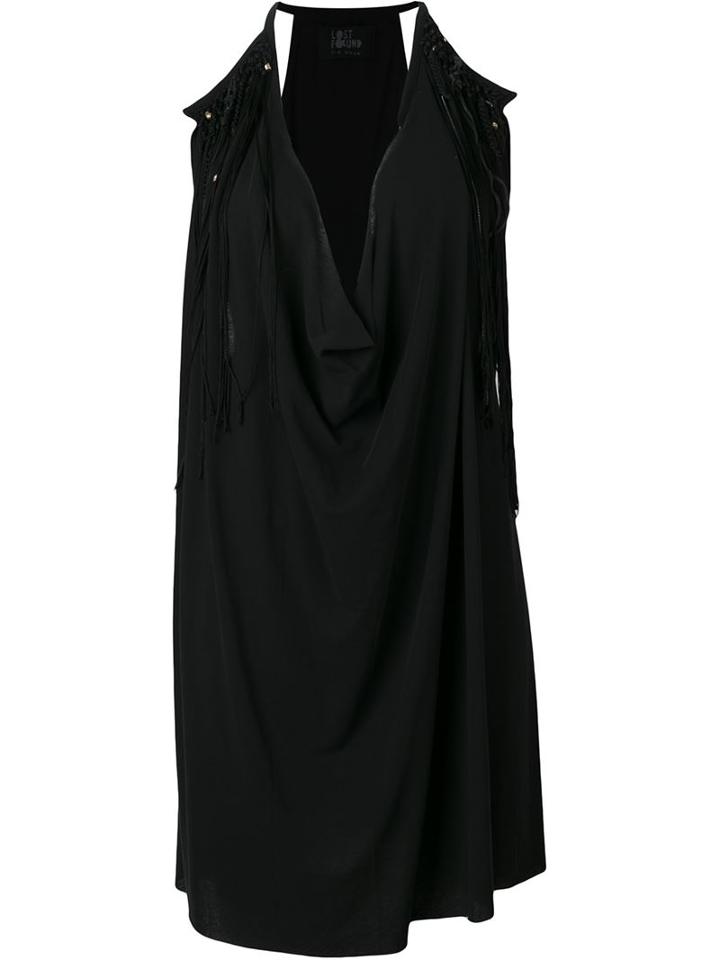 Lost & Found Ria Dunn Fringed Draped Top, Women's, Size: Medium, Black, Cotton