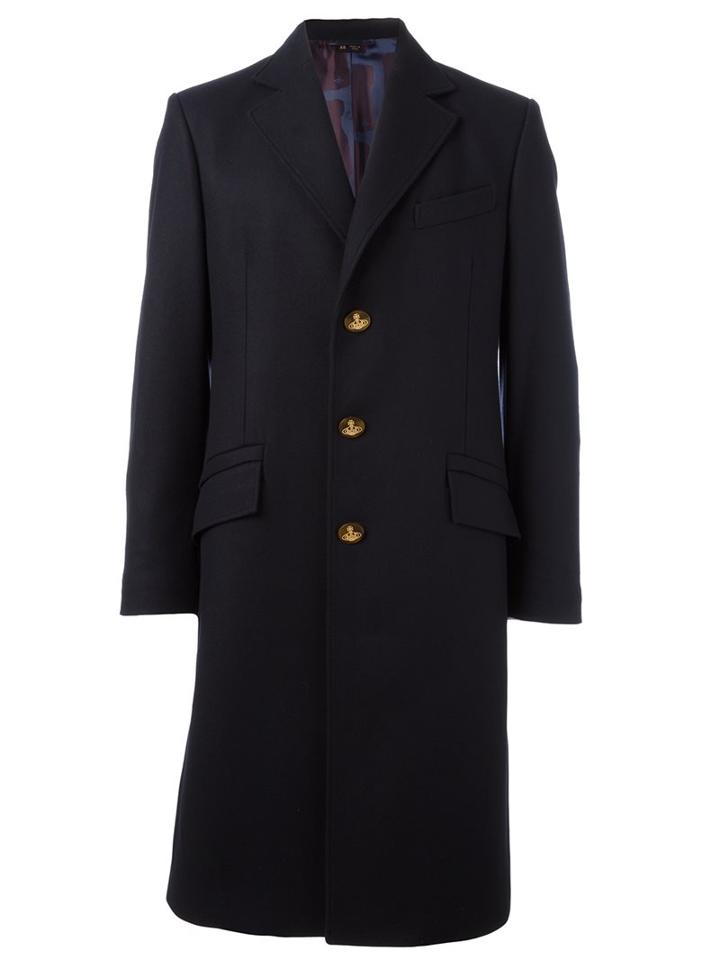 Vivienne Westwood Classic Coat, Men's, Size: 46, Blue, Polyamide/acetate/viscose/virgin Wool