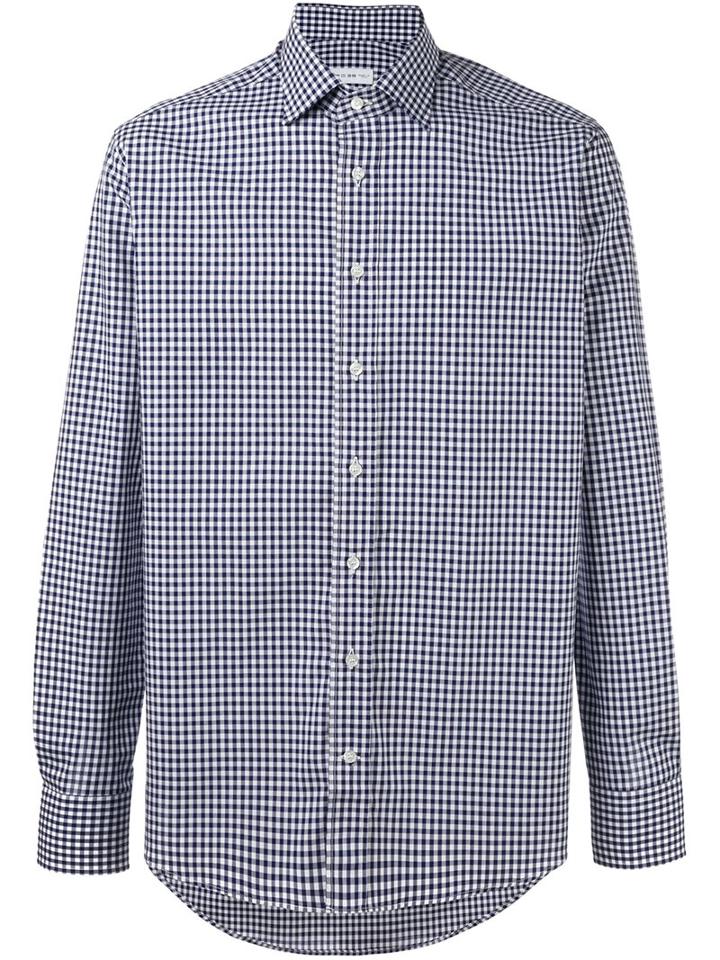 Etro Checked Shirt, Men's, Size: 44, Blue, Cotton