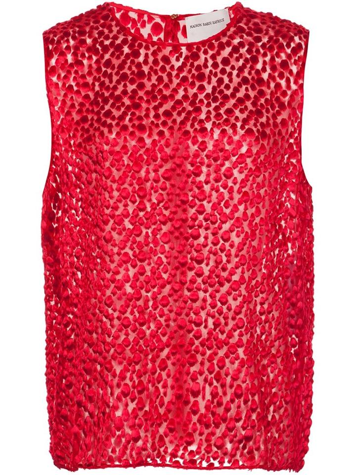 Maison Rabih Kayrouz Textured Tank Top, Women's, Size: 38, Red, Silk/viscose