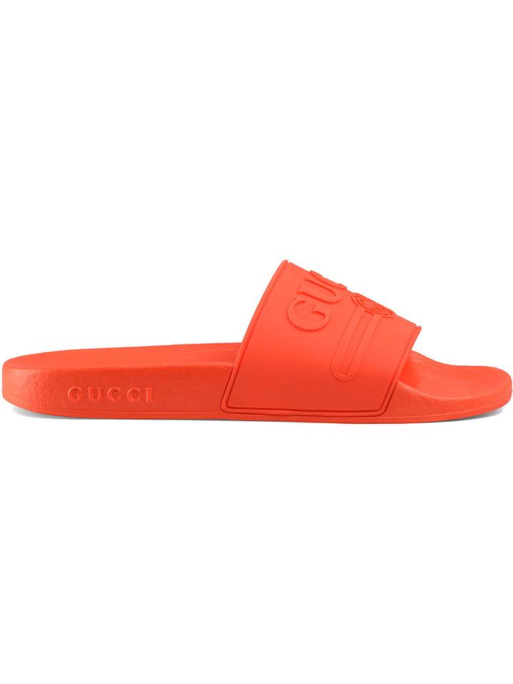 Gucci Gucci Logo Rubber Slide Sandals - Yellow & Orange