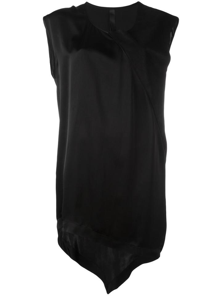 Ilaria Nistri Asymmetric Hem Mini Dress, Women's, Size: 40, Black, Calf Leather/viscose