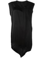Ilaria Nistri Asymmetric Hem Mini Dress, Women's, Size: 40, Black, Calf Leather/viscose