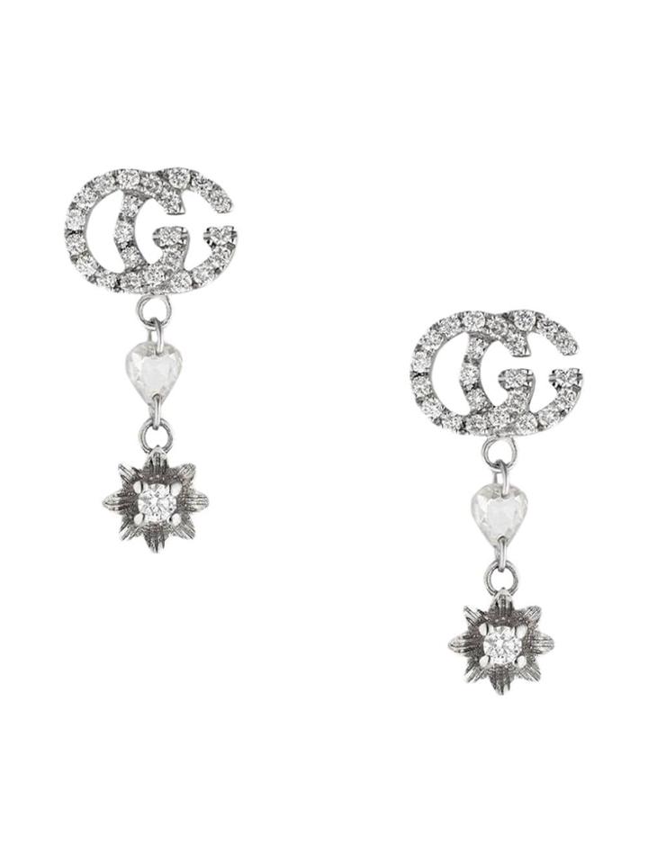 Gucci Flower And Double G Earrings With Diamonds - 9066