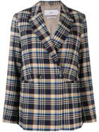 Closed Plaid Double-breasted Blazer - Blue