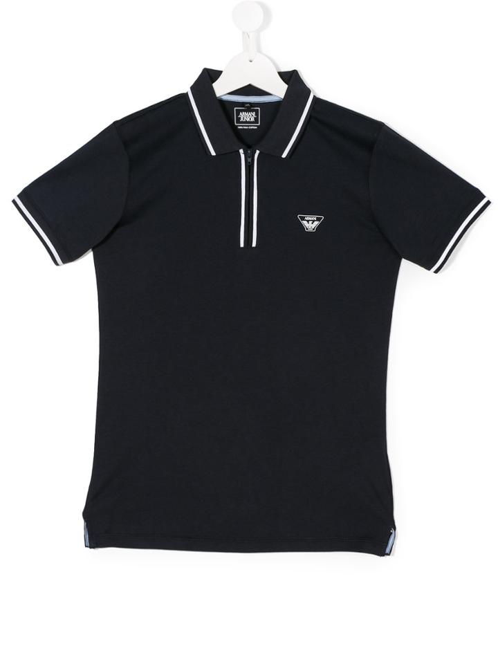 Armani Junior Zipped Polo Shirt - Blue