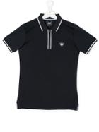 Armani Junior Zipped Polo Shirt - Blue