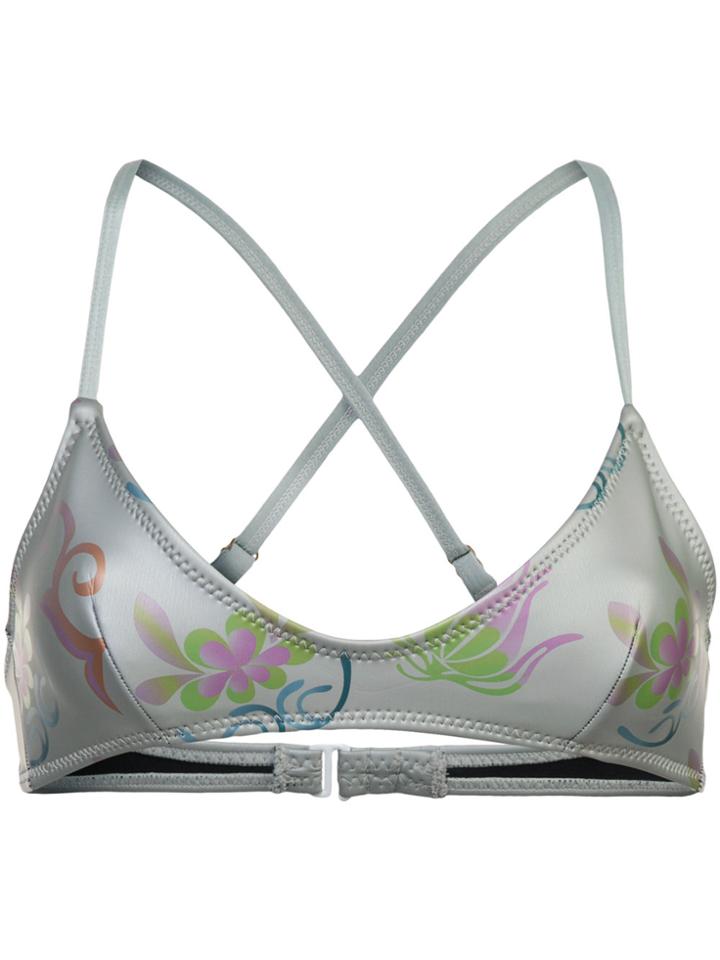 Cynthia Rowley Cascai Printed Glideskin Bikini Top - Grey