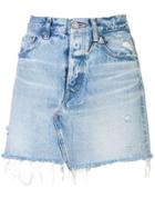 Moussy Vintage Raw Hem Denim Skirt - Blue