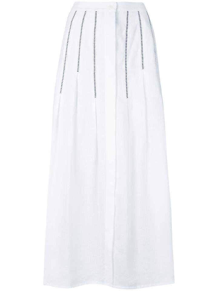 Gabriela Hearst Linen Embroidered Skirt - White