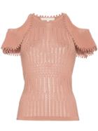 Jonathan Simkhai Crochet Cotton Top With Cold Shoulders - Pink &