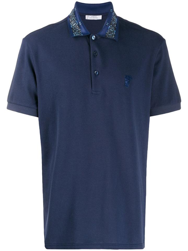 Versace Collection Medusa Head Patch Polo Shirt - Blue