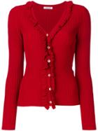 P.a.r.o.s.h. V-neck Ruffle Cardigan - Red