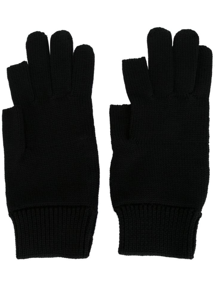 Rick Owens Cut-out Finger Gloves, Men's, Black, Virgin Wool
