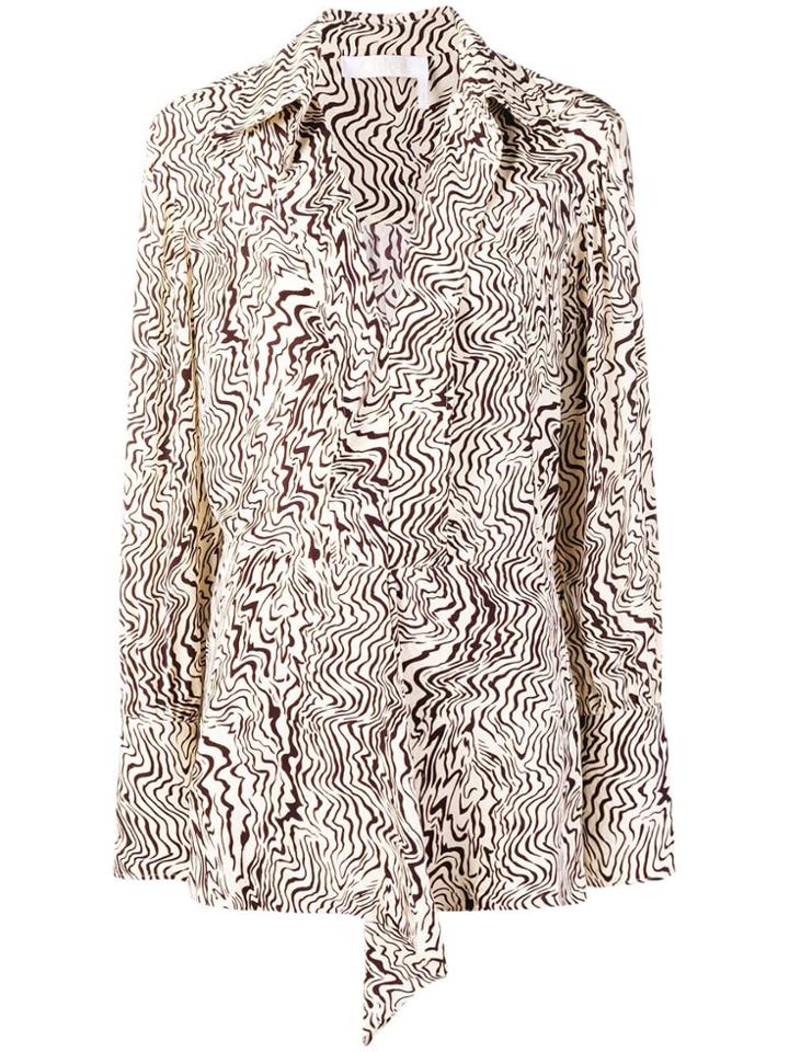 Chloé Printed Ruffle Blouse - Nude & Neutrals