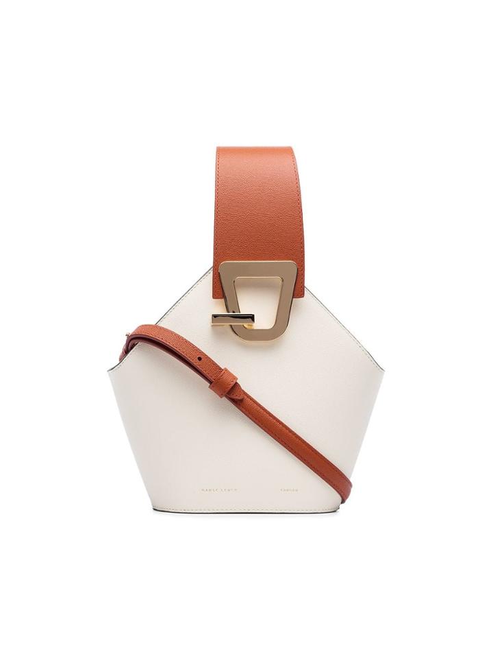 Danse Lente White And Brown Johnny Mini Leather Bucket Bag