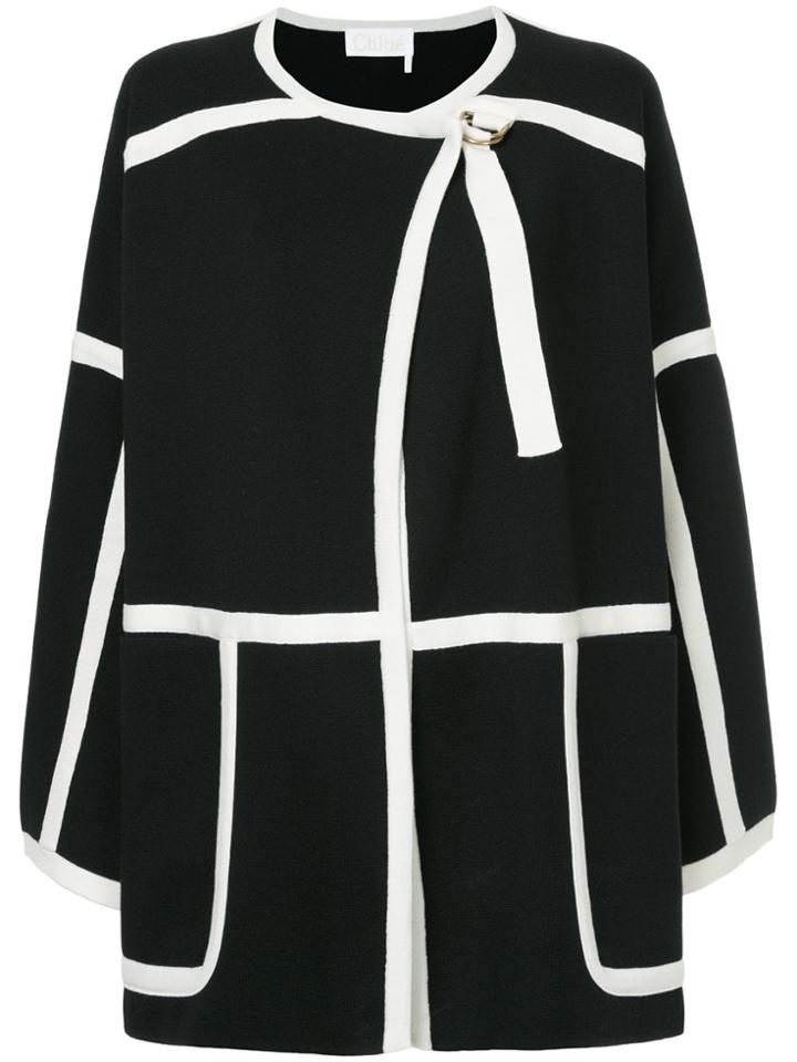 Chloé Contrast Trim Coat - Black