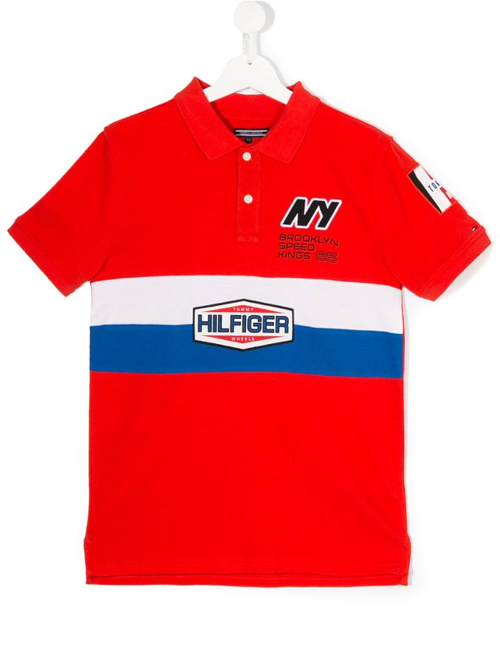 Tommy Hilfiger Junior Logo Moto Polo Shirt - Red