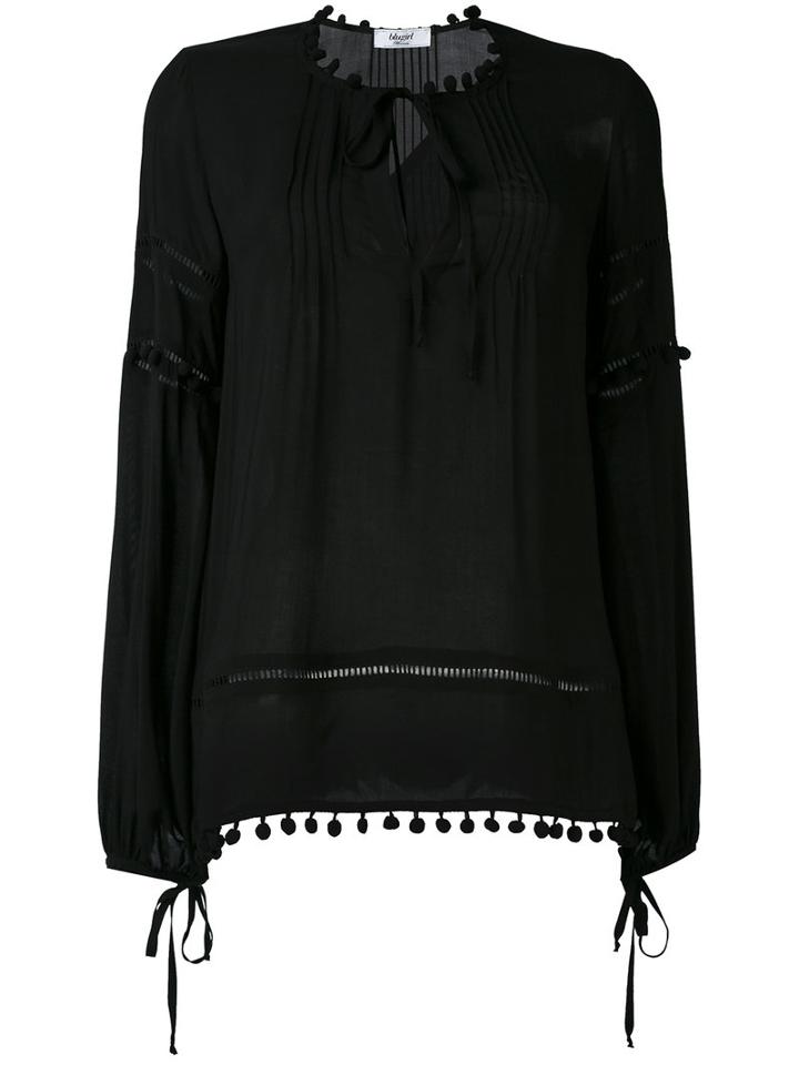 Blugirl - Pom Pom Trim Blouse - Women - Viscose - 44, Black, Viscose
