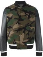 Valentino 'rockstud' Camouflage Bomber Jacket, Men's, Size: 48, Black, Cotton/calf Leather/polyamide/virgin Wool