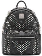 Mcm Embellished Monogram Backpack - Black