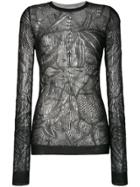 Christian Wijnants Open Weave Round Neck Longsleeved Knit Top - Black