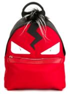 Fendi Bag Bugs Backpack, Red, Polyamide/leather/goat Fur