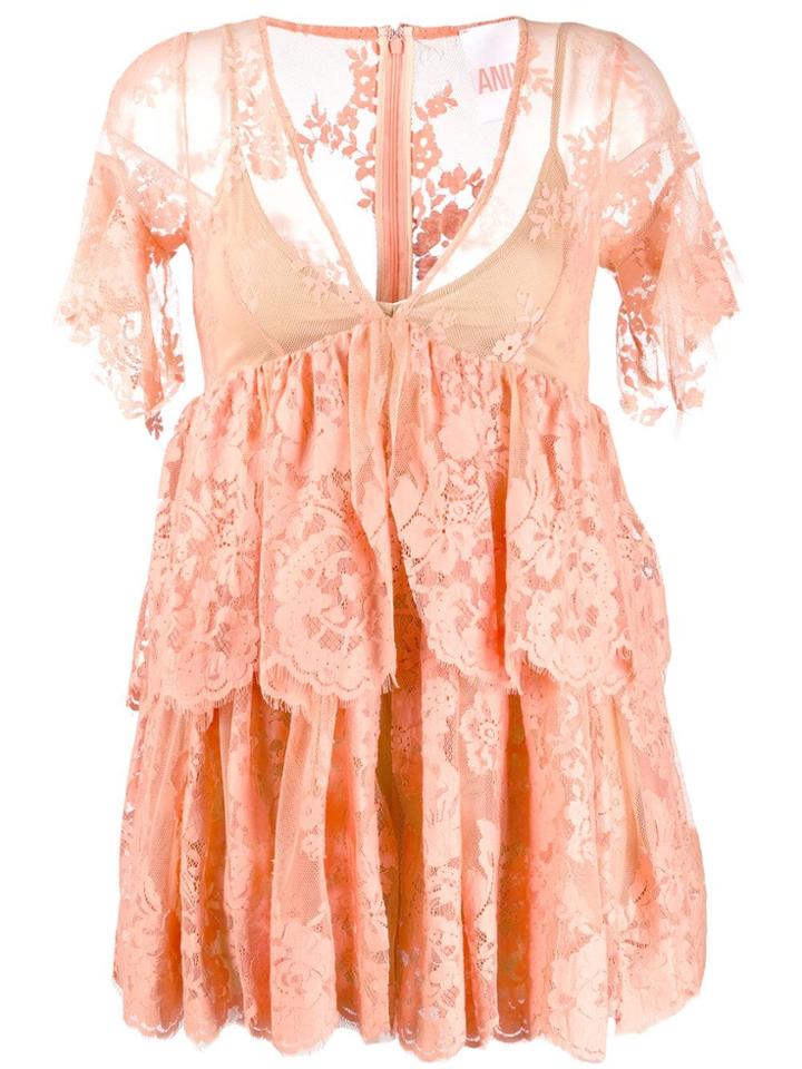 Aniye By V-neck Lace Mini Dress - Orange