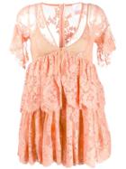 Aniye By V-neck Lace Mini Dress - Orange