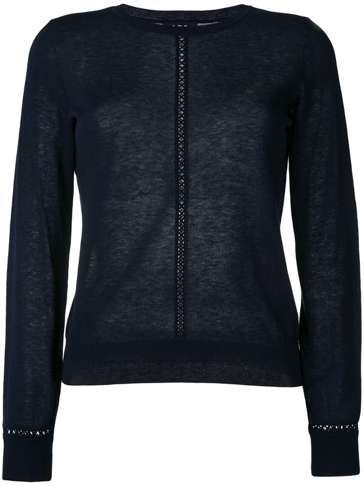 A.p.c. - Round Neck Jumper - Women - Cotton/linen/flax - S, Blue, Cotton/linen/flax