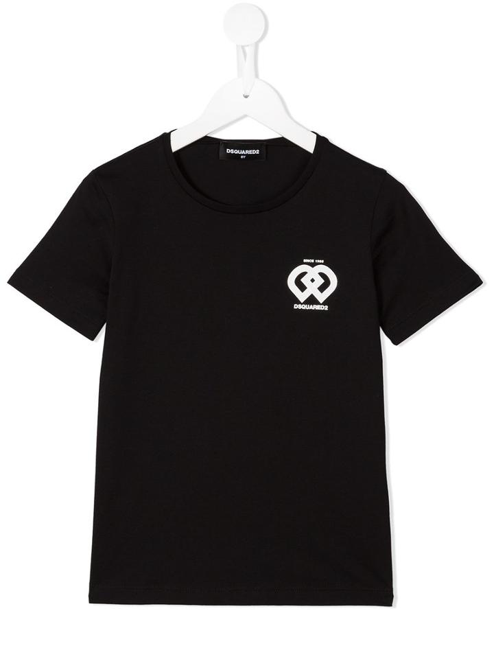 Dsquared2 Kids Chest Logo Print T-shirt, Girl's, Size: 10 Yrs, Black