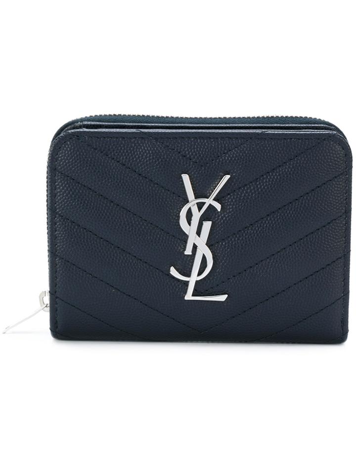 Saint Laurent Monogram Compact Purse - Blue