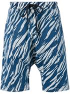 Les Benjamins Printed Denim Shorts, Men's, Size: Medium, Blue, Cotton/spandex/elastane