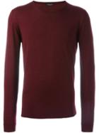 Roberto Collina Crew Neck Sweater, Men's, Size: 50, Red, Merino