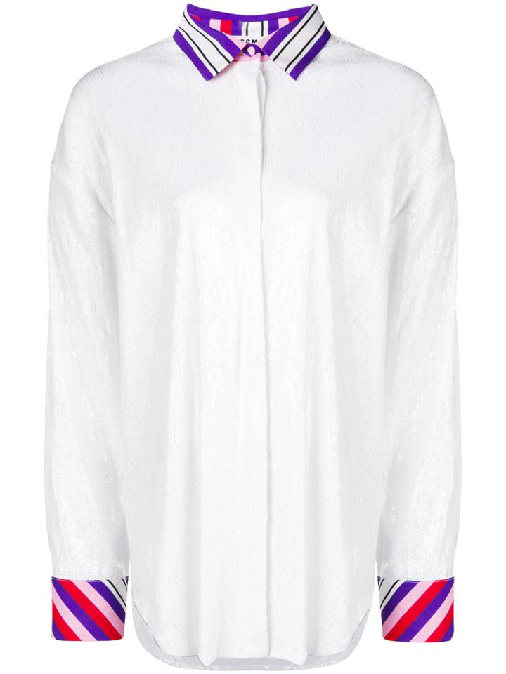 Msgm Constrast Collar Shirt - White