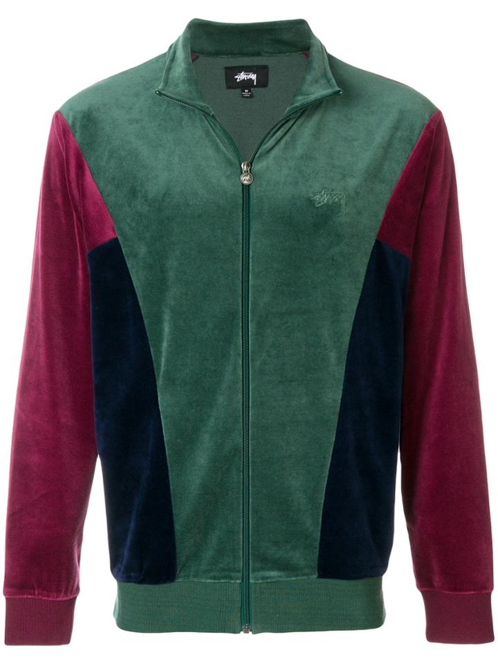 Stussy Velour Panel Track Jacket - Green
