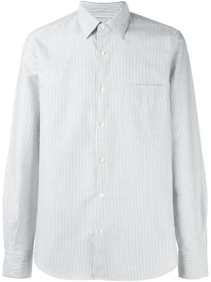 Aspesi Striped Chest Pocket Shirt, Men's, Size: 38, Black, Cotton