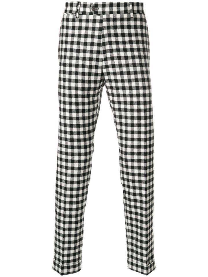 Berwich Checked Slim Fit Trousers - Black
