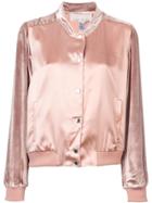 Fleur Du Mal Satin Velvet Bomber - Pink & Purple