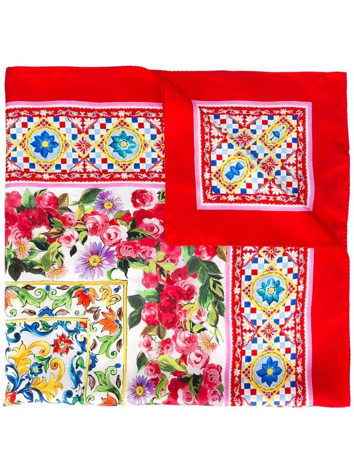 Dolce & Gabbana - Mambo Print Scarf - Women - Silk - One Size, Women's, Red, Silk