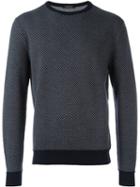 Ermenegildo Zegna Contrast Trim Sweater, Men's, Size: 52, Blue, Wool