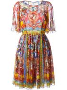 Dolce & Gabbana Carretto Siciliano Print Dress, Women's, Size: 42, Silk