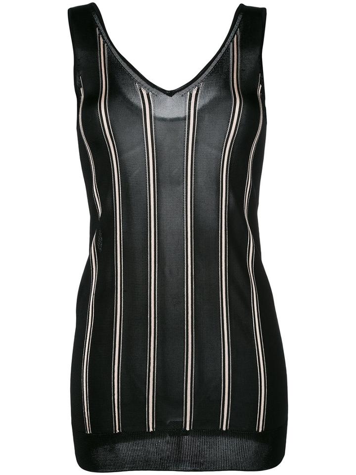 Lanvin Striped Tank Top, Women's, Size: Large, Black, Viscose