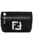 Fendi Shearling Logo Cardholder - Black