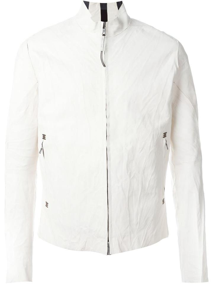 Isaac Sellam Experience Creased Zipped Jacket, Men's, Size: Medium, White, Lamb Skin