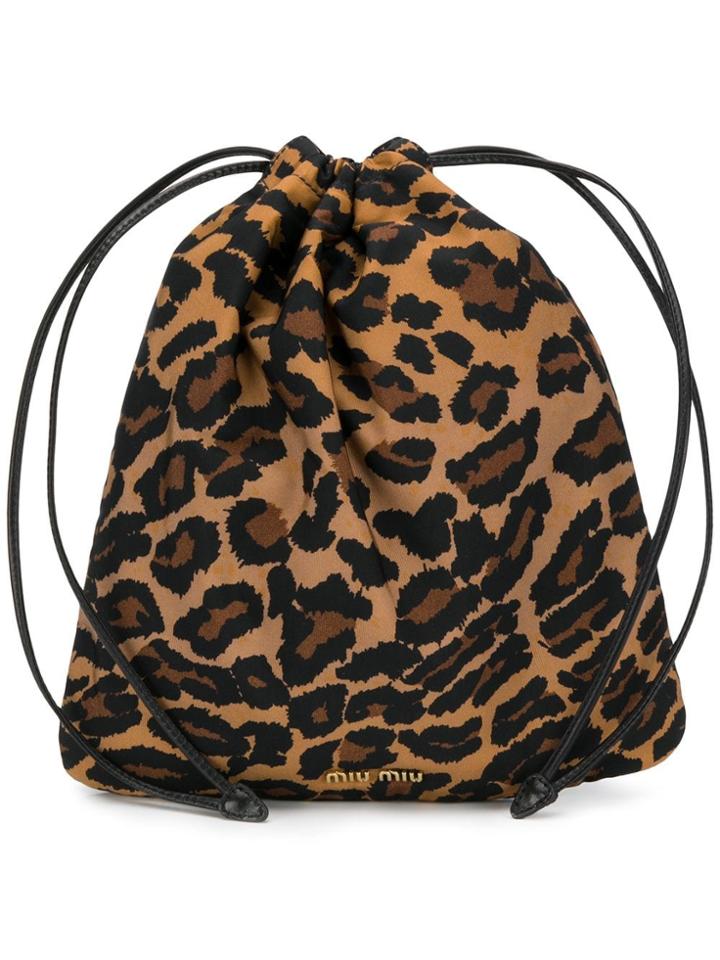 Miu Miu Leopard Print Mini Bag - Brown