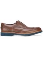 Salvatore Ferragamo Perforated Wingtip Derby Shoes - Brown