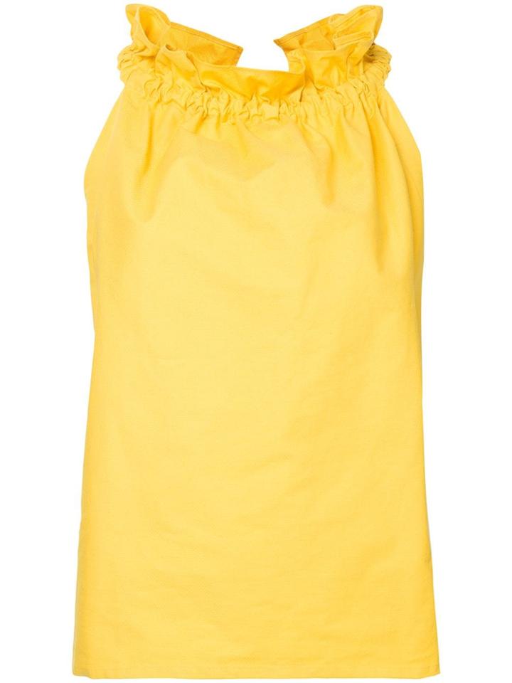 Atlantique Ascoli Ruffled Neck Blouse - Yellow