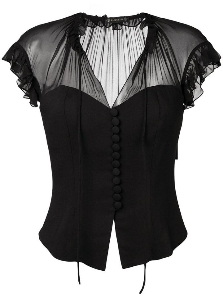Plein Sud Front Buttoned Blouse - Black