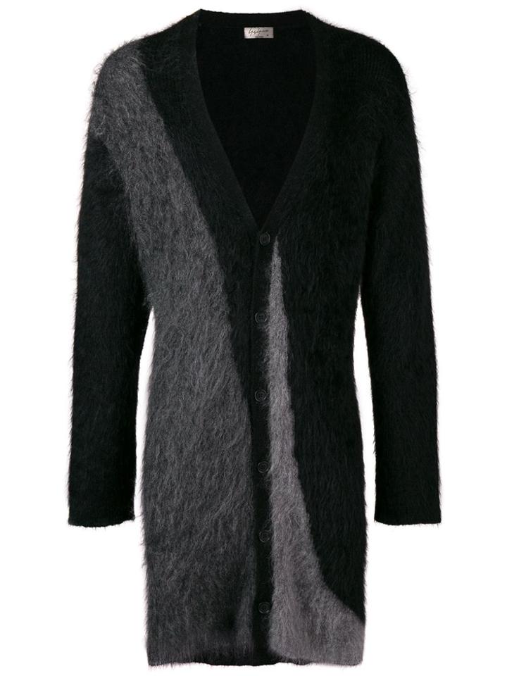 Yohji Yamamoto Contrast Fitted Cardigan - Black